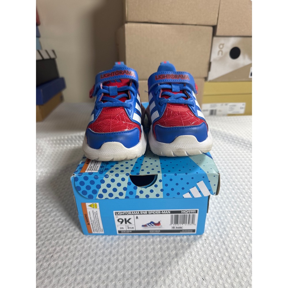 Adidas Sneakers Kids 9K Lightorama RNR Spider-Man Blue Red EUC